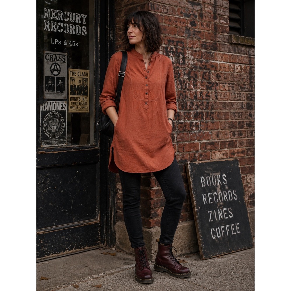 Rare Y2K Dr. Martens Portugal Made Cotton Tunic Shirt / Longline Henley, c 01–06